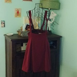 Modcloth Burgundy Suspender Swing Skirt Medium